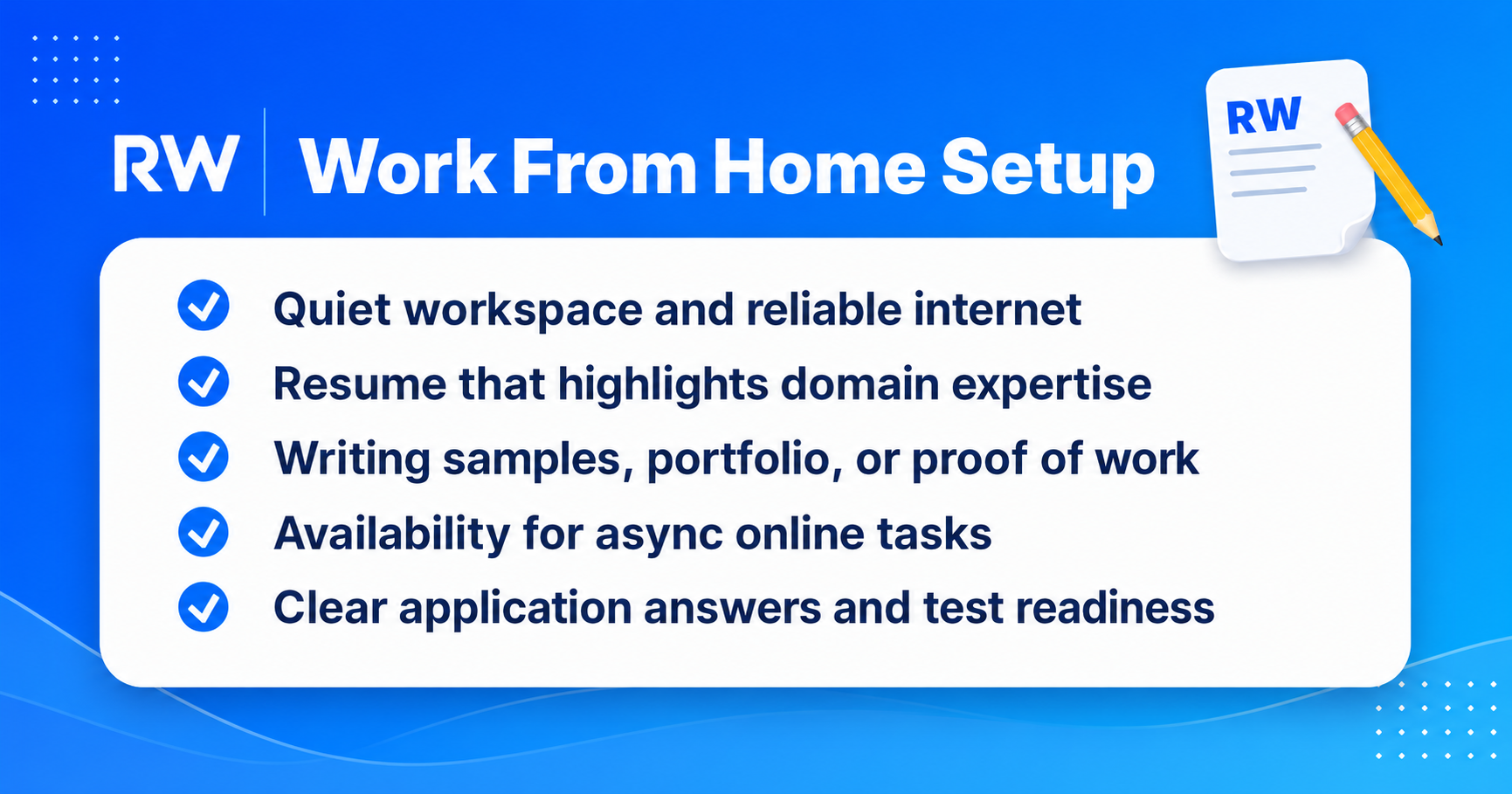 Remote AI work setup checklist for applicants working from home