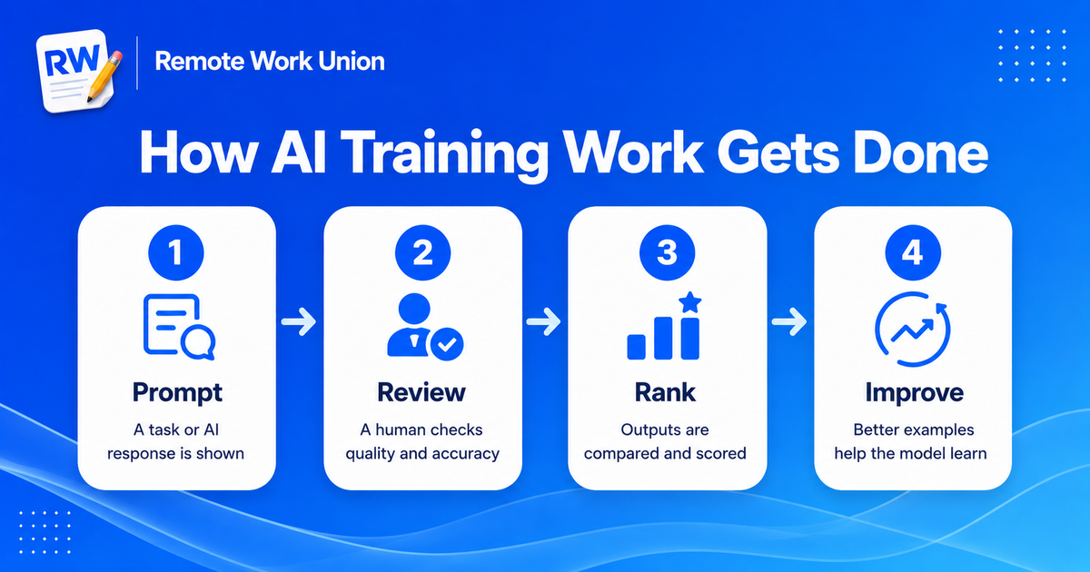Infographic showing common task flow in AI training work
