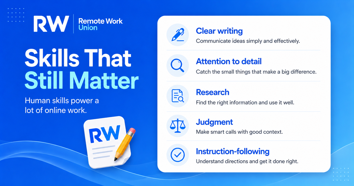 Graphic showing the human skills that still matter in higher-value remote work
