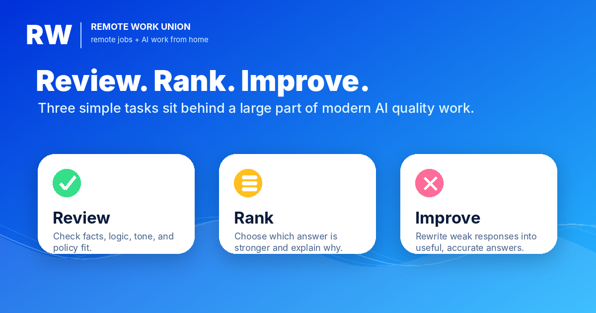 Review, Rank, Improve — three simple tasks that sit behind a large part of modern AI quality work.