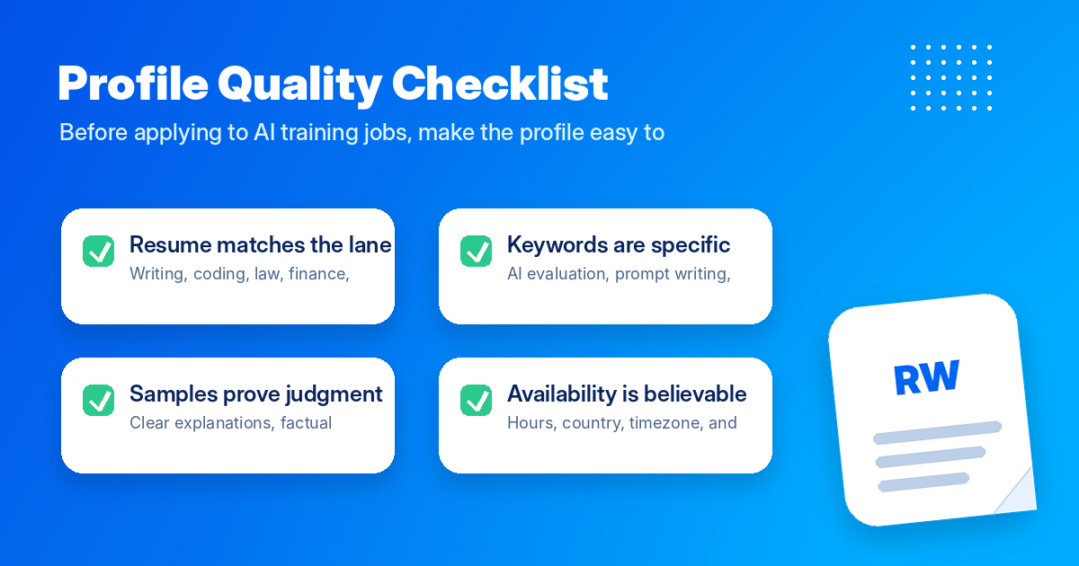 Profile checklist for remote AI job applicants — Remote Work Union Article 172