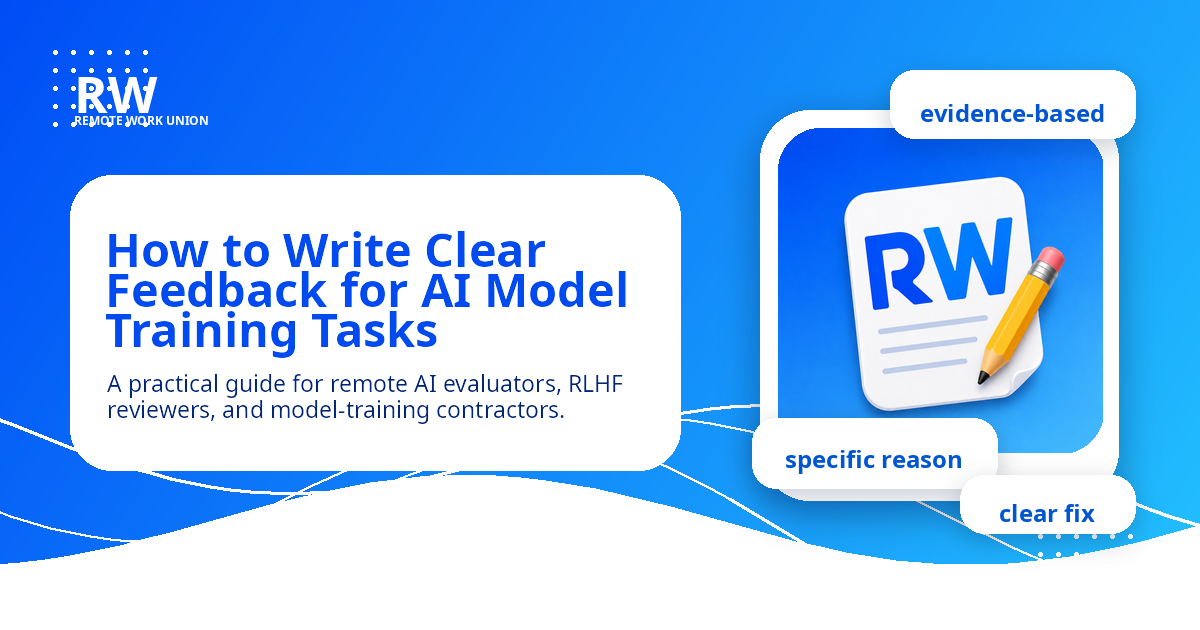 How to write clear feedback for AI model training tasks — Remote Work Union Article 182