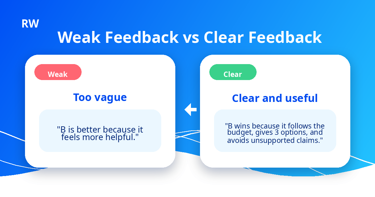 Weak feedback compared with clear feedback for AI evaluators — Remote Work Union Article 182