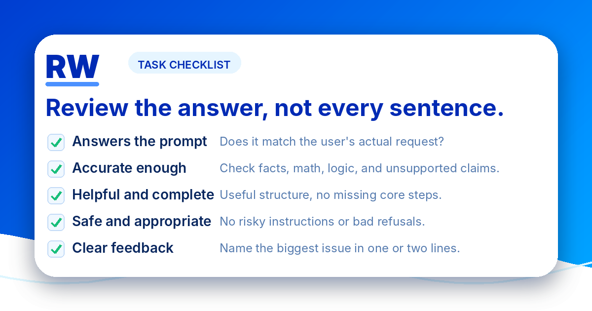 Checklist showing the five things reviewers should prioritize — Remote Work Union Article 185