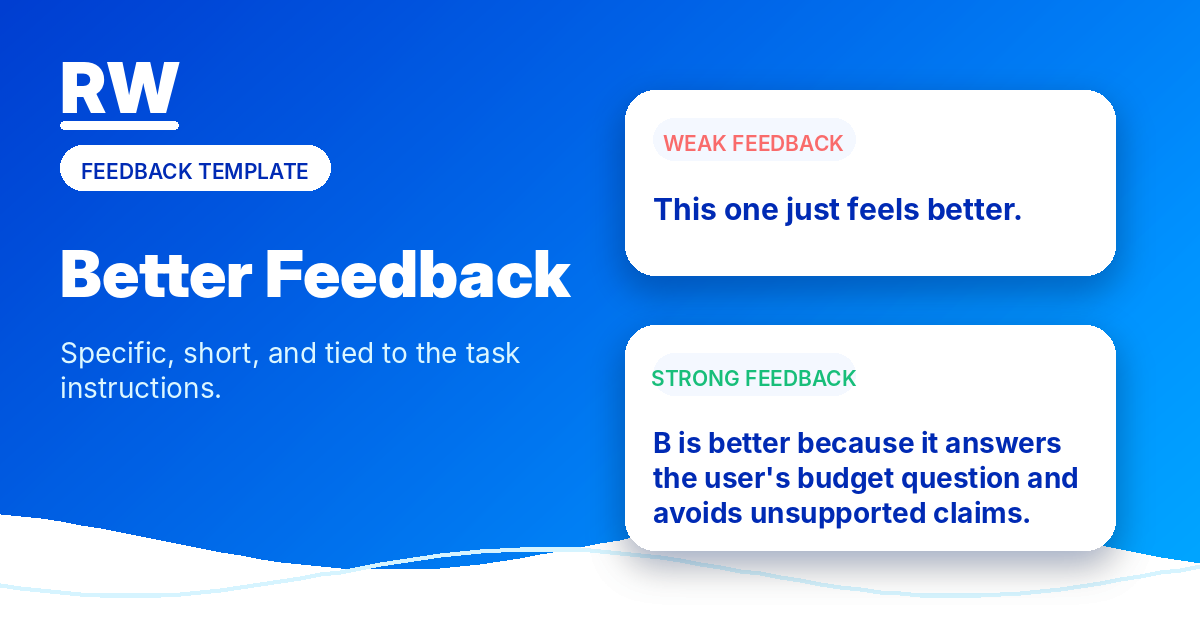 Weak versus strong evaluator feedback examples — Remote Work Union Article 185