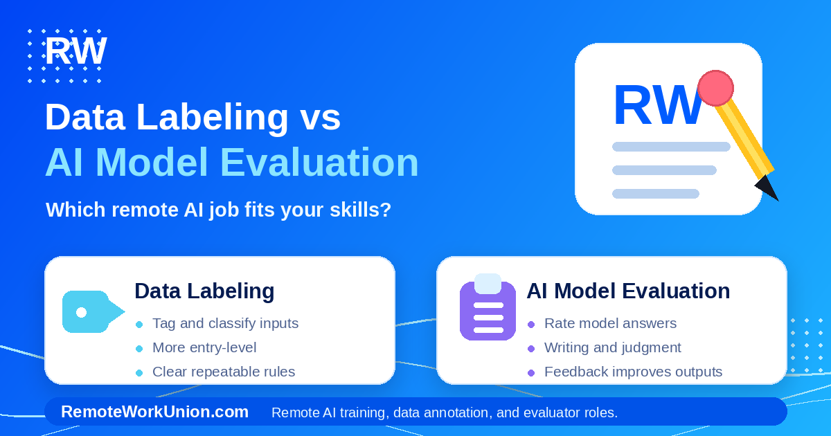 Data labeling vs AI model evaluation: which remote job is better? — Remote Work Union Article 190