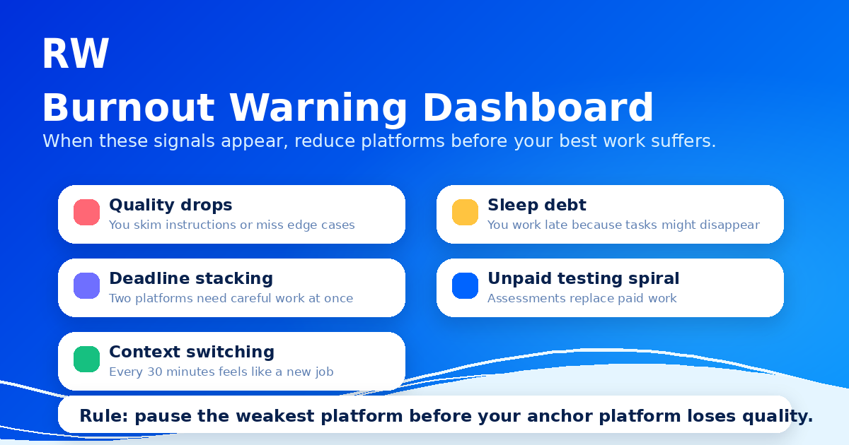 AI evaluator burnout warning signals dashboard — Remote Work Union Article 194