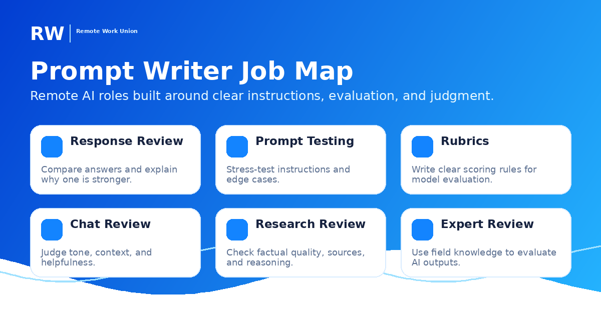 Job map showing remote AI role categories for prompt writers