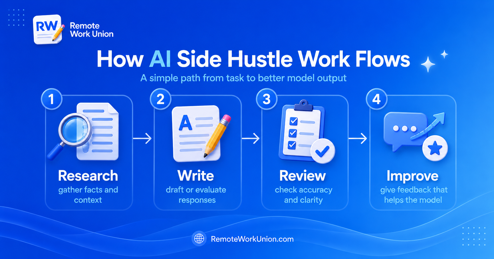 How to run an AI side hustle: apply, qualify, complete tasks, improve profile, scale — Remote Work Union Article 56