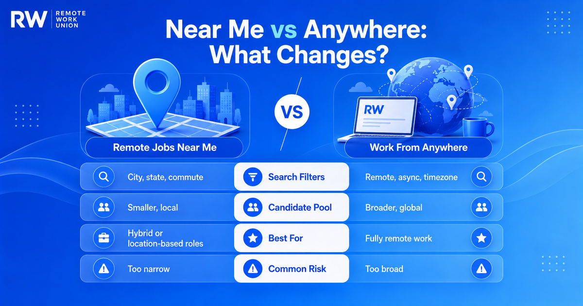 Comparison chart showing location-limited remote jobs vs truly work-from-anywhere AI jobs.