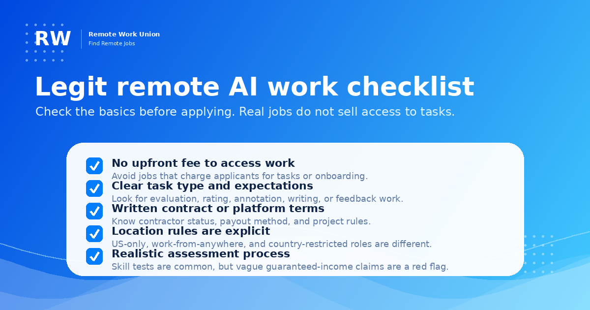 Legitimacy checklist for US-based AI training job listings: what to check before applying