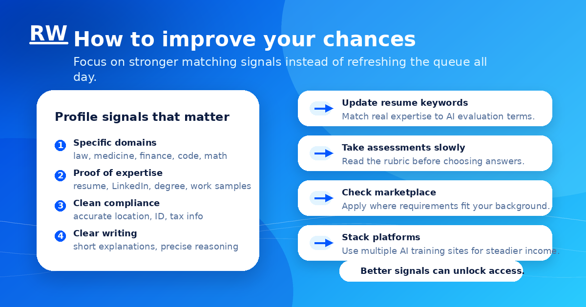 Action plan for improving chances of getting remote AI training projects on Outlier AI — Remote Work Union