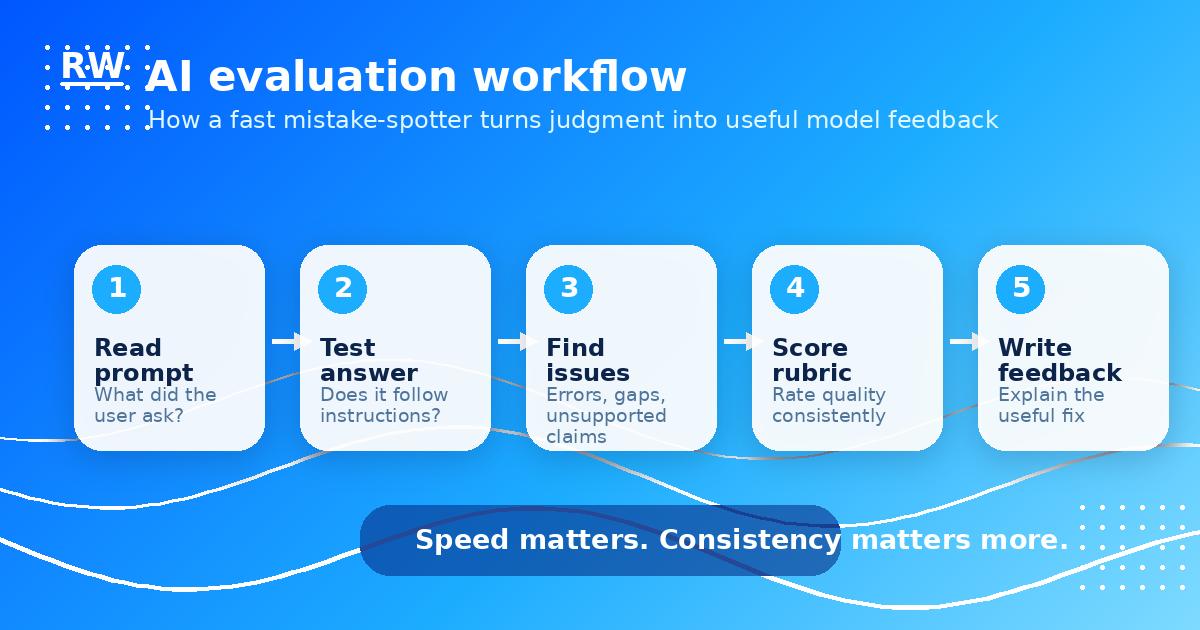 AI evaluation workflow showing how reviewers judge model responses — Remote Work Union Article 68