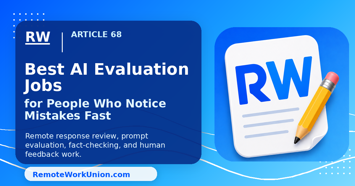 Remote Work Union graphic for best AI evaluation jobs for people who notice mistakes fast — Article 68