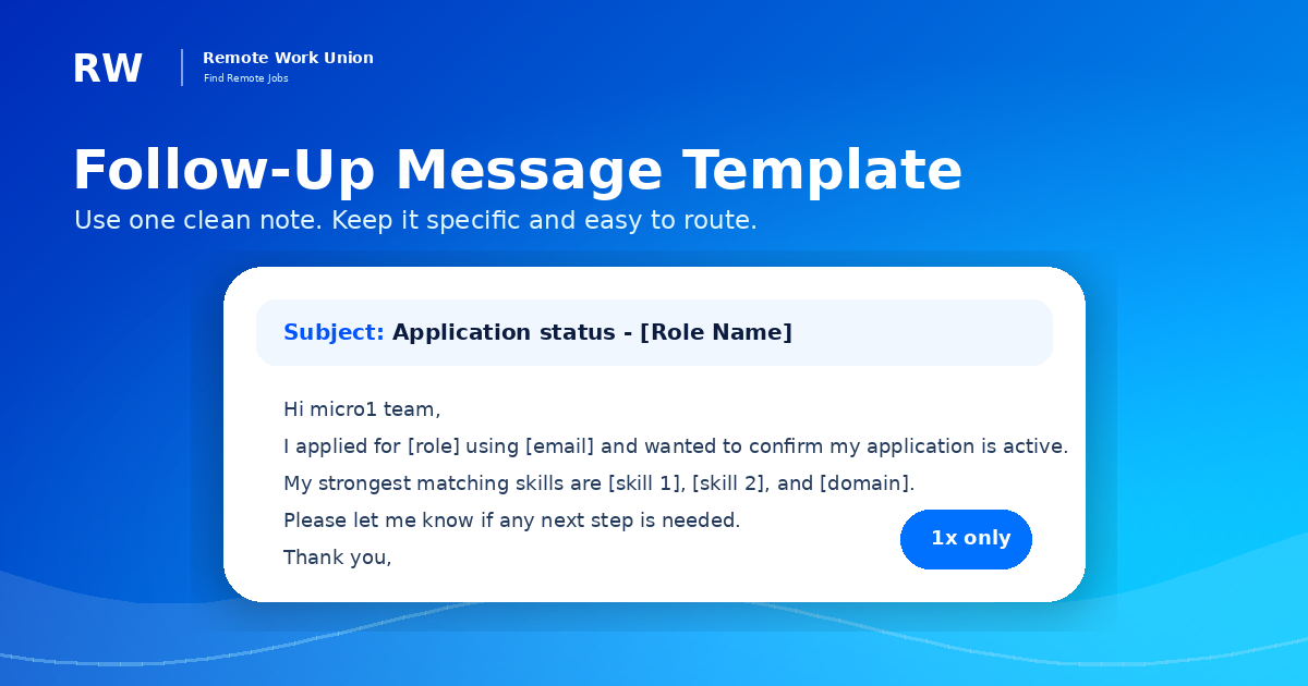 Follow-up template for micro1 applicants waiting on a response — Remote Work Union Article 204