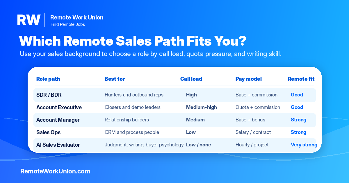 Sales fit matrix showing which remote roles match different types of sales professionals