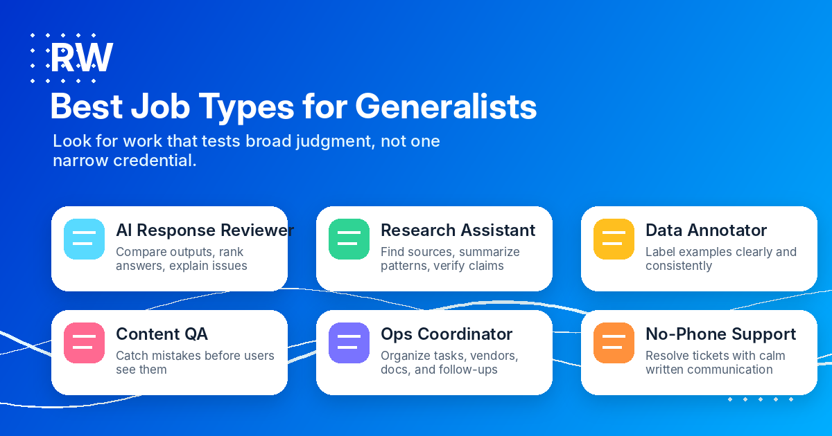Chart showing the best remote work job types for generalists without a niche