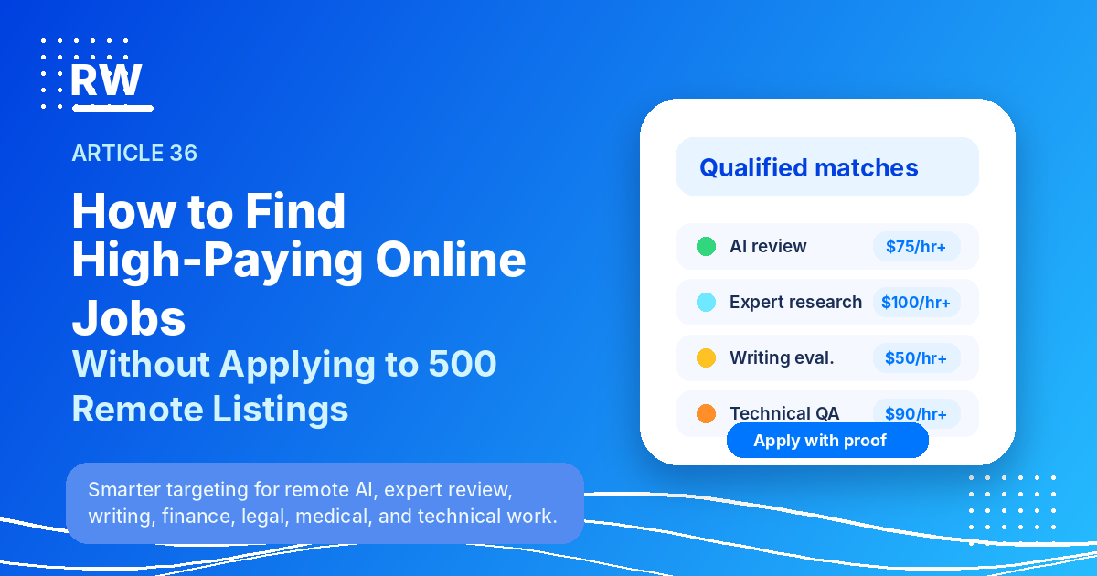 How to Find High-Paying Online Jobs Without Applying to 500 Remote Listings — Remote Work Union Article 36
