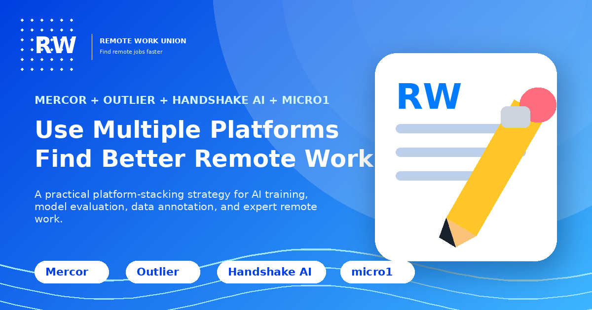Remote Work Union: how to use Mercor, Outlier, Handshake AI, and micro1 together for better remote AI work — Article 50