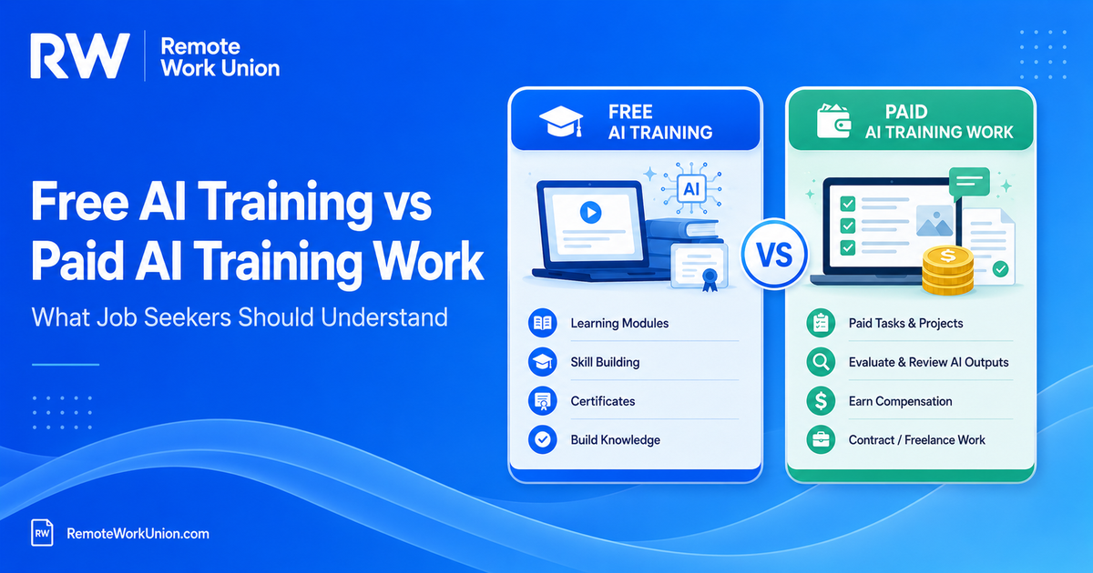 Remote Work Union: free AI training vs paid AI training work — what job seekers should understand
