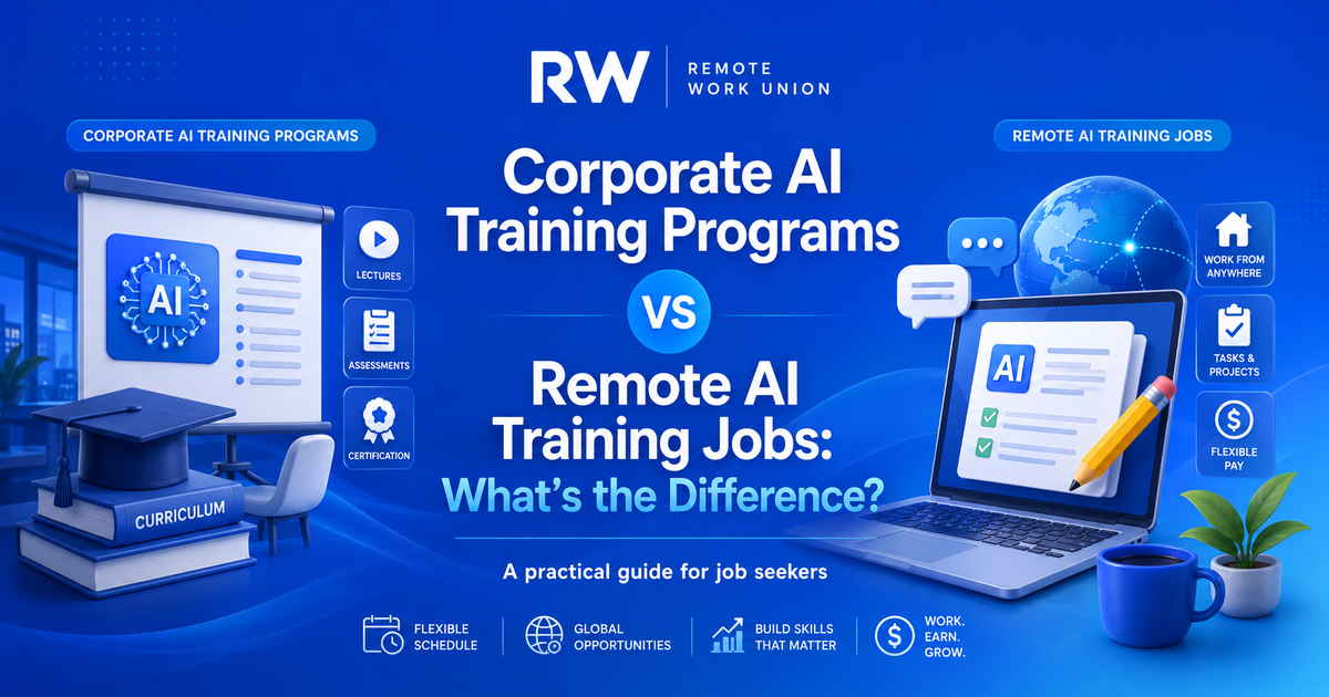 Remote Work Union: corporate AI training programs vs remote AI training jobs comparison