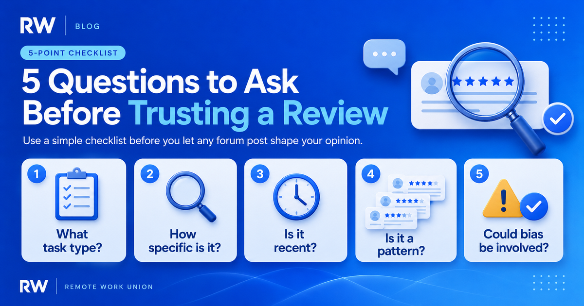 Five questions to ask before trusting a Mercor Reddit review — Remote Work Union Article 97