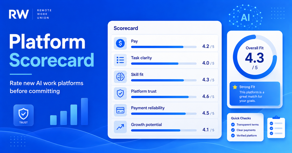 Platform scorecard for rating AI work platforms.