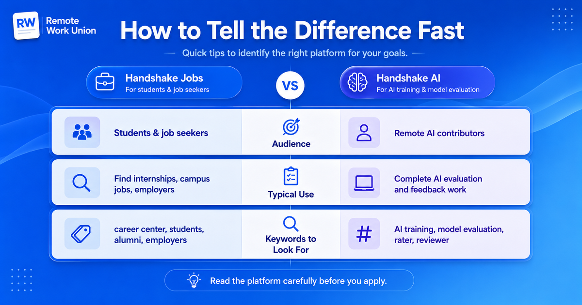 Checklist showing the difference between Handshake Jobs and Handshake AI searches.