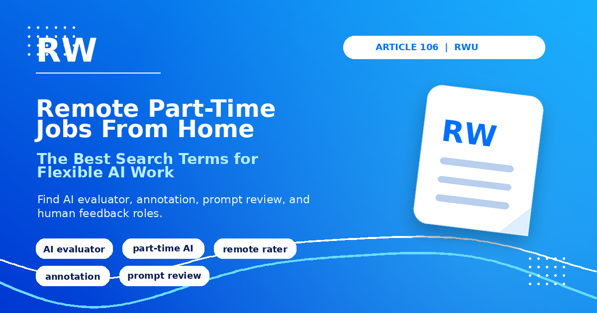 A branded Remote Work Union graphic introducing remote part-time AI job search terms.