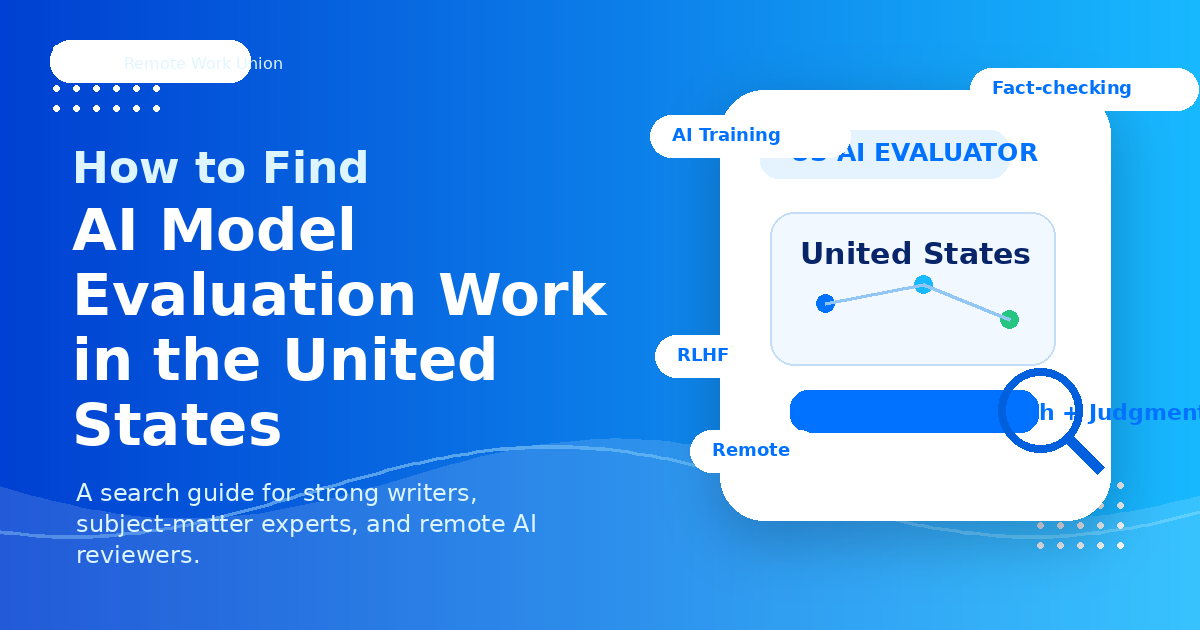 Remote Work Union guide: How to Find AI Model Evaluation Work in the United States.
