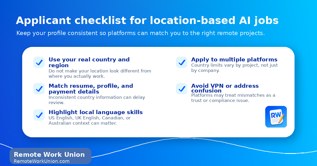 Applicant checklist for AI training jobs with country requirements — Remote Work Union Article 123