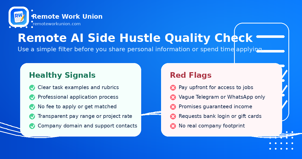 Quality check framework for AI training side hustle work — reviewing accuracy and rubric consistency — Remote Work Union