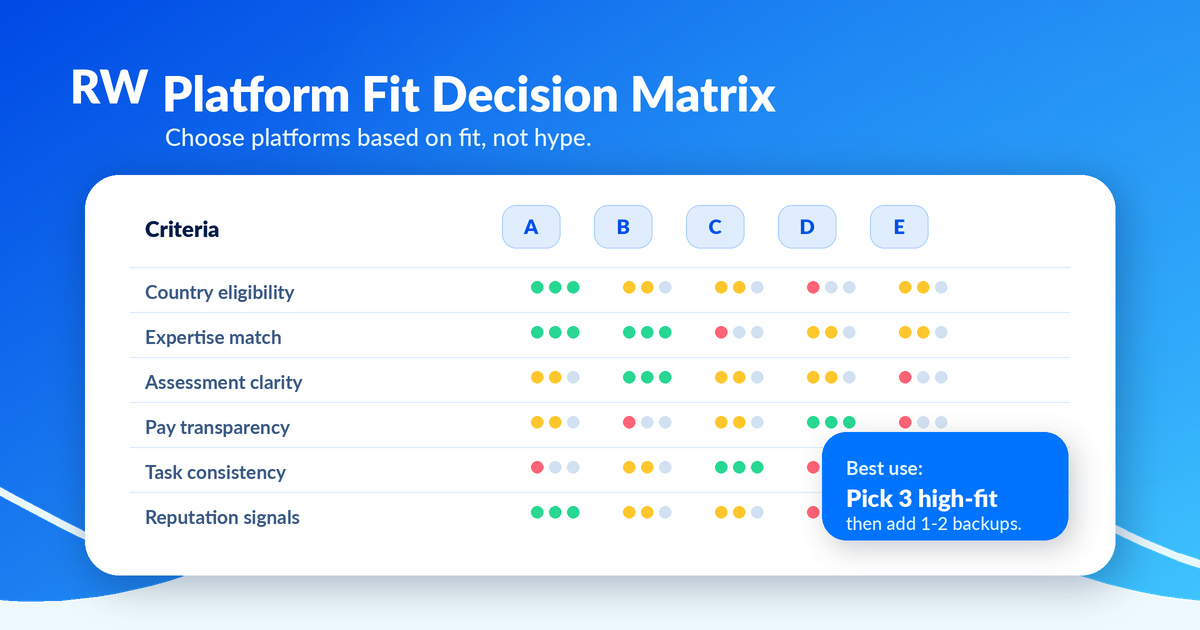 Decision matrix for choosing which AI training platforms to apply to — Remote Work Union Article 174