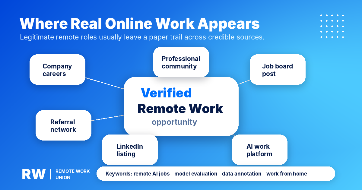 Real online work sources by category — Remote Work Union Article 195