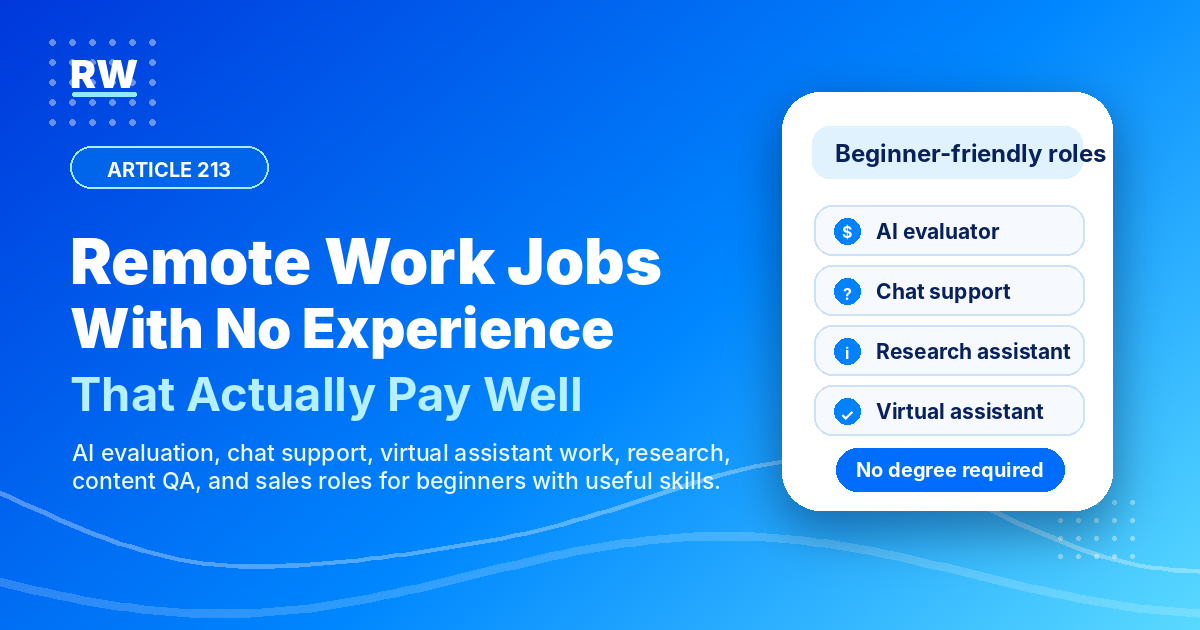 Remote Work Union: remote work jobs with no experience that actually pay well — Article 213