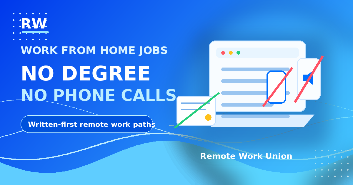 Work From Home Jobs With No Degree and No Phone Calls — Remote Work Union Article 216
