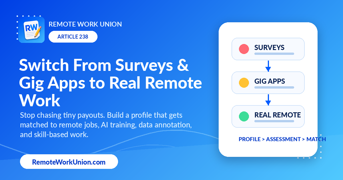 How to Switch From Surveys and Gig Apps to Real Remote Work — Remote Work Union Article 238