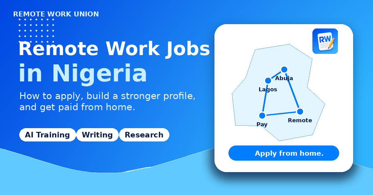 Remote Work Jobs in Nigeria — Remote Work Union Article 243 showing Nigeria network map and remote work categories