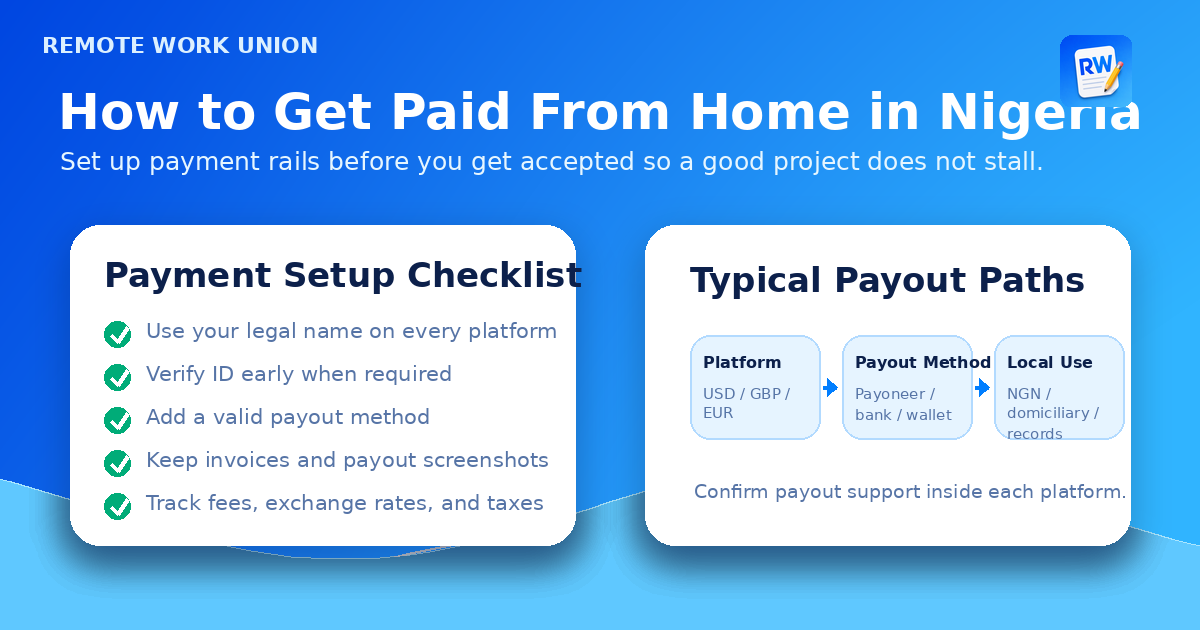 Payment setup checklist for Nigerian remote workers: platform, payout method, bank account, invoices, and tax records — Remote Work Union