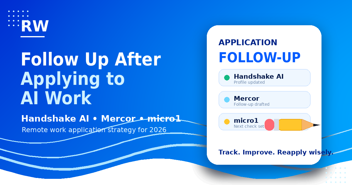 Remote Work Union guide to following up after applying to Handshake AI, Mercor, or micro1