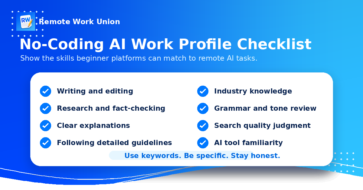Profile checklist for beginner remote AI job applications