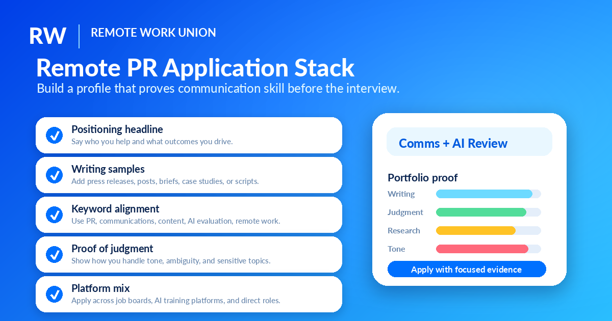 Application stack checklist for communications and PR professionals applying to remote roles