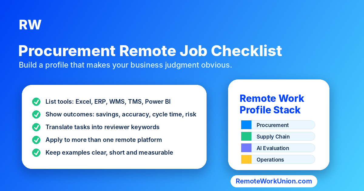 Application checklist for procurement and supply chain professionals applying to remote work roles
