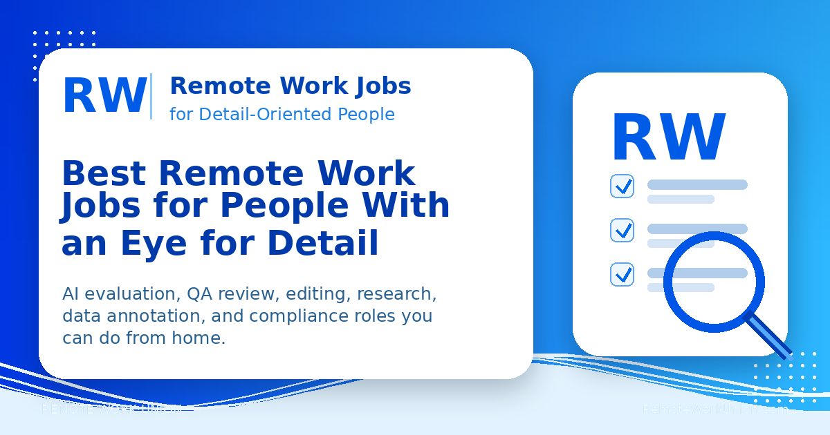Remote Work Union branded graphic showing a detail-oriented remote work checklist and magnifying glass — Article 282