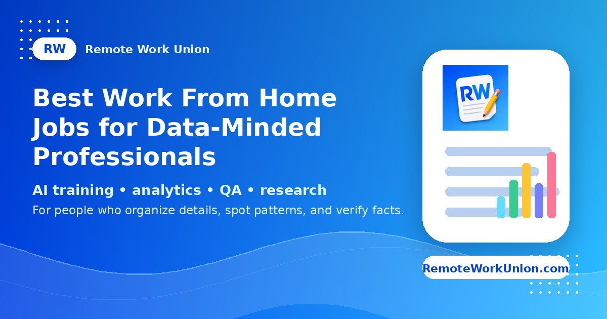 Remote Work Union graphic for best work from home jobs for data-minded professionals — Article 287