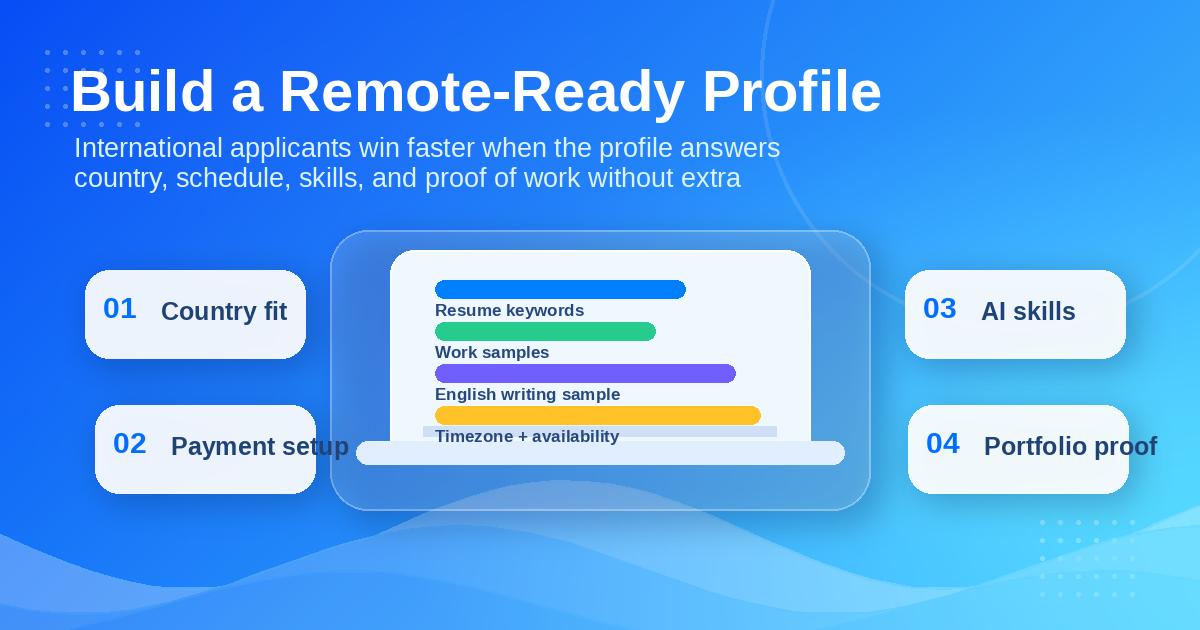 Remote profile stack showing how international applicants should present their skills