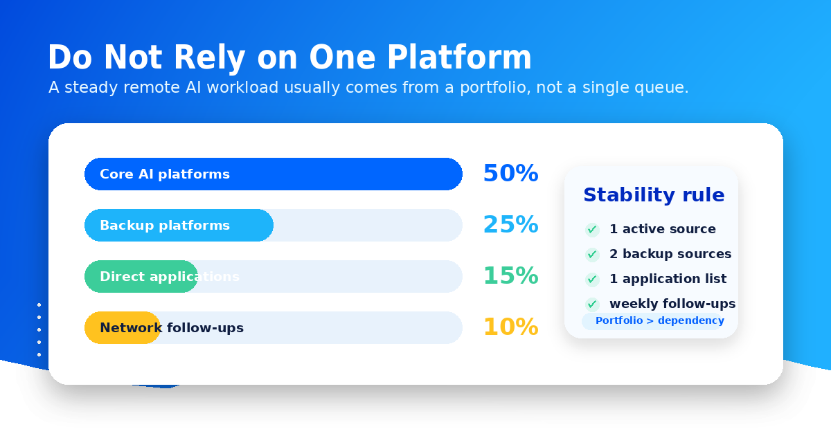 Platform mix chart showing why remote AI workers should not rely on a single platform