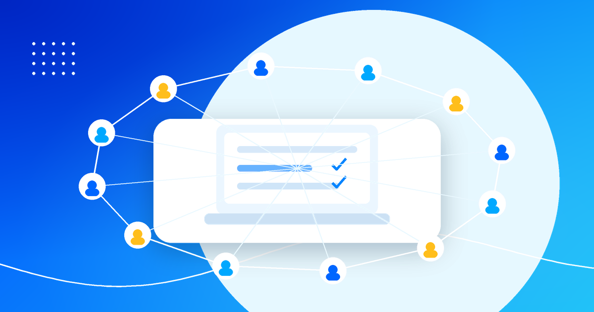 Abstract illustration showing Union as a community of remote workers sharing resources