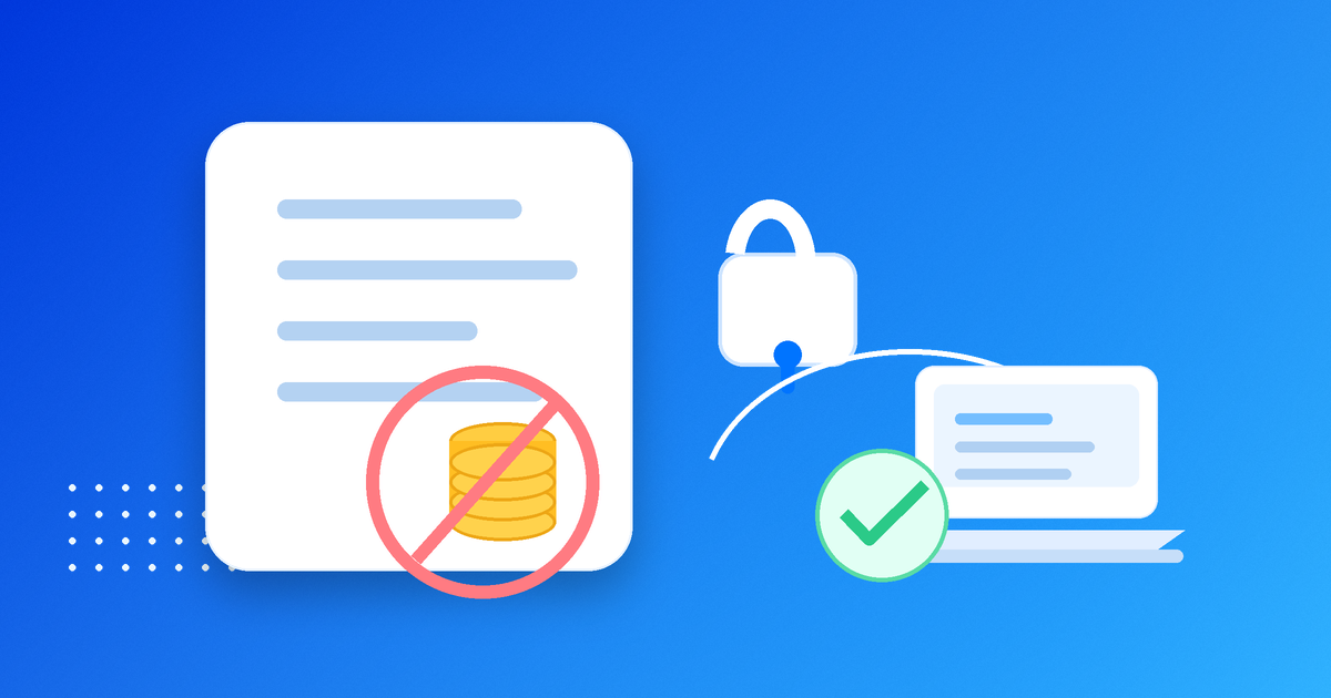 Abstract invoice and coins with no-payment symbol showing no paid membership required