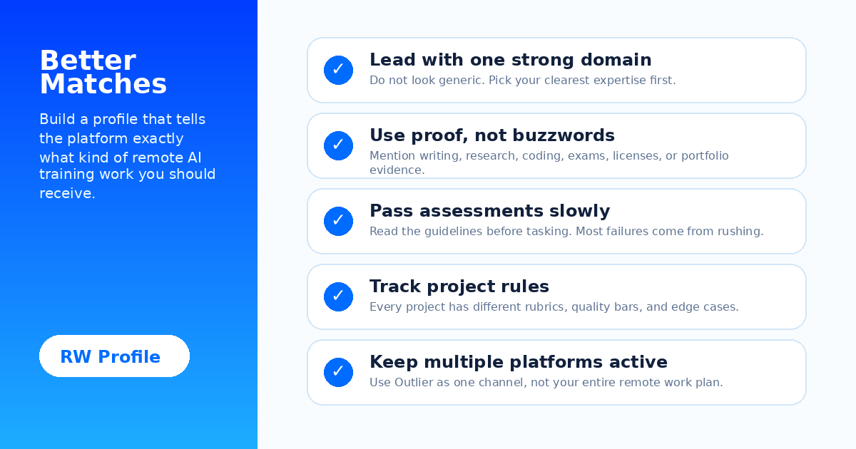 Checklist for building a stronger remote AI training profile: domain expertise, evaluation language, proof of skill, and availability — Remote Work Union Article 47